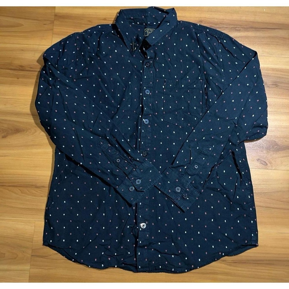 Mens Dark Seas Division Clip Dots Pattern Button Down Casual Shirt